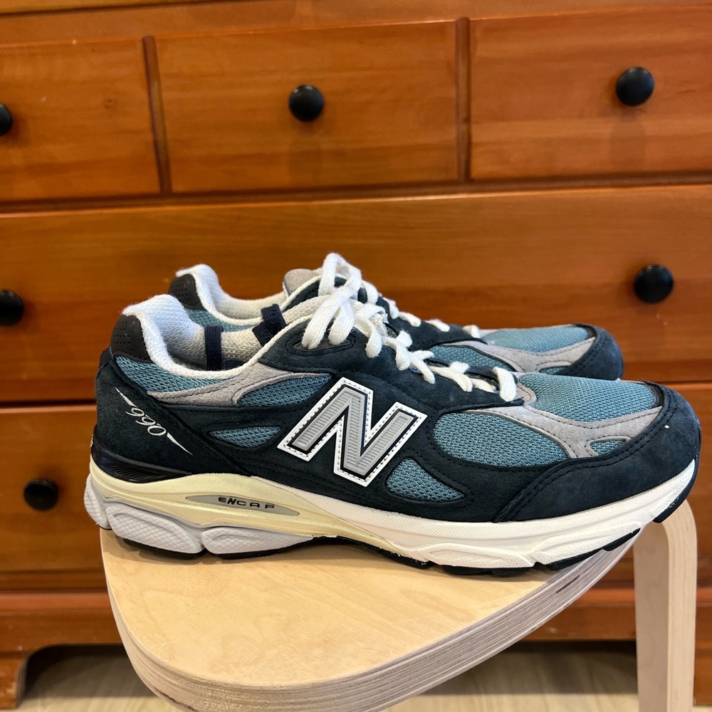 New Balance teddy santis 990v3 990te3 size 9.5 navy blue charcoal